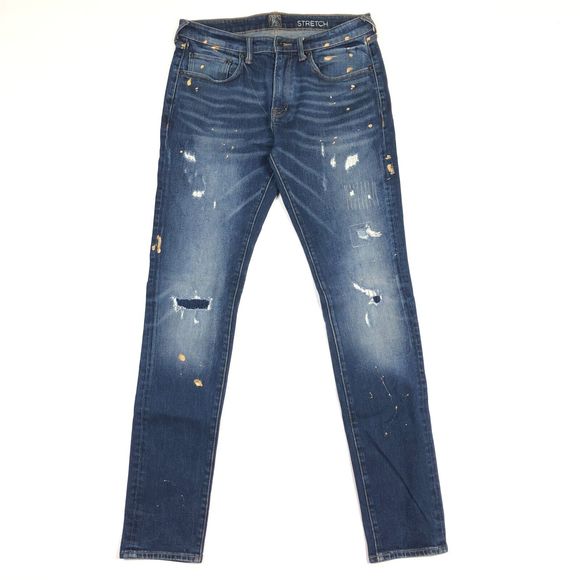 PRPS Windsor Tapered Skinny Fit paint splatter Stretch Jeans size 32x34 B32
